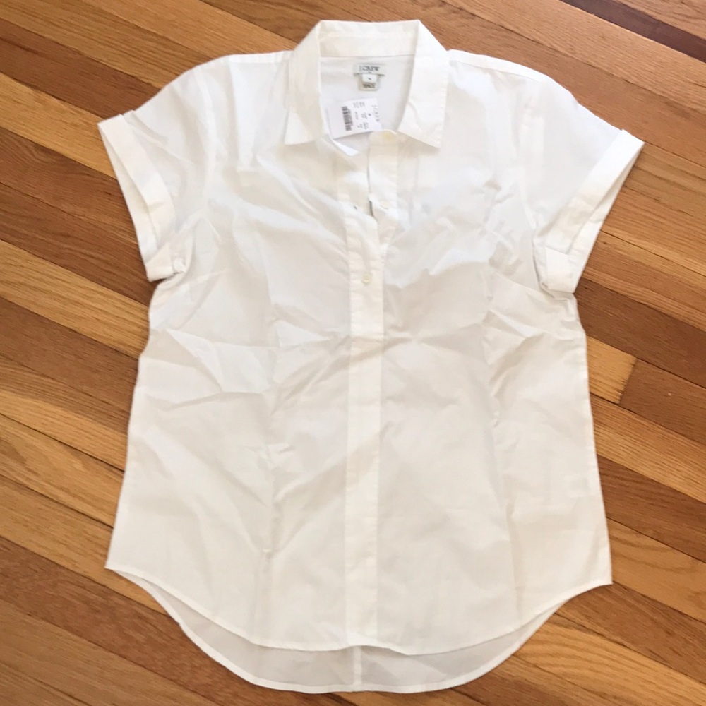 BNWT J. Crew White Popover Shirt
